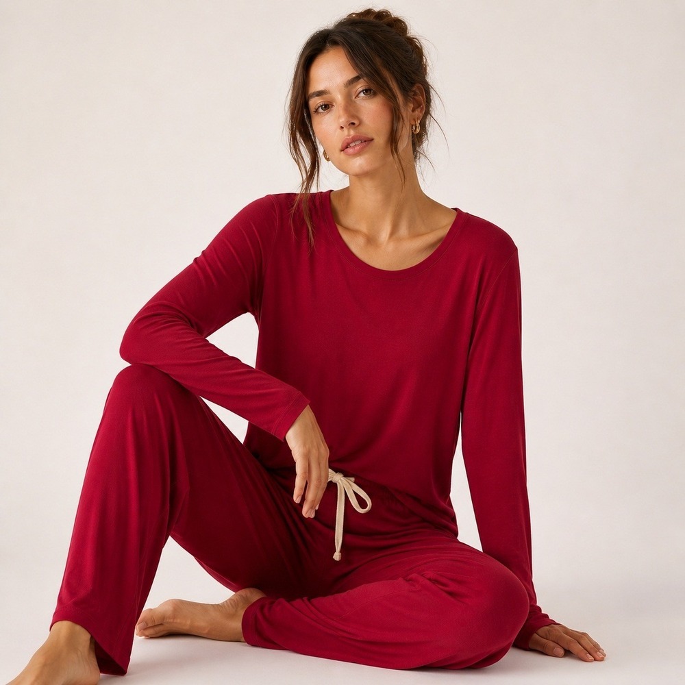 Soma‎ Womens XS Red Long Sleeve Scoop Neck Stretch Top